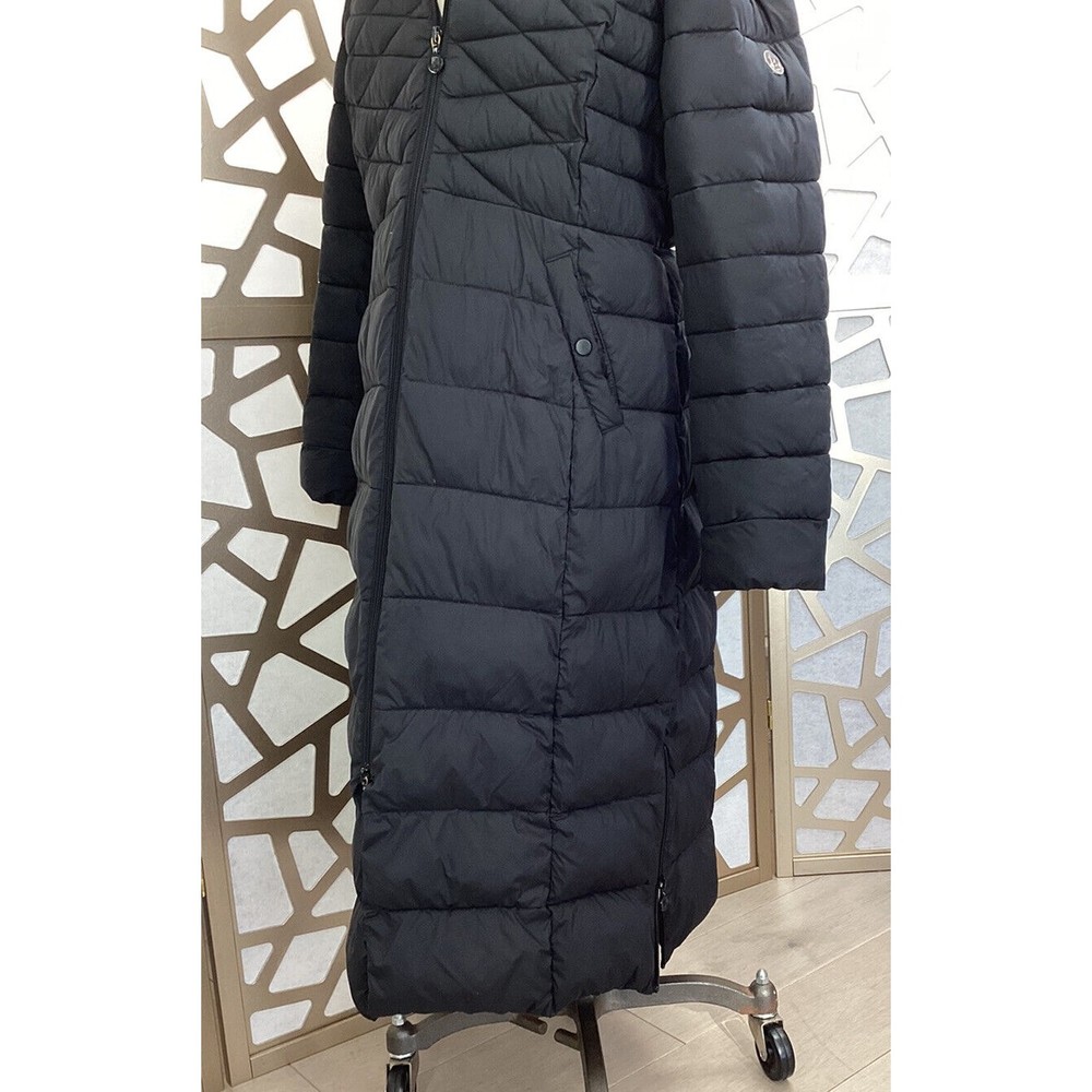 BERNARDO Quilted CALF Long Coat JACKET EcoPlume Fill HOODED ZIPPER  L Puffer - Picture 5 of 10